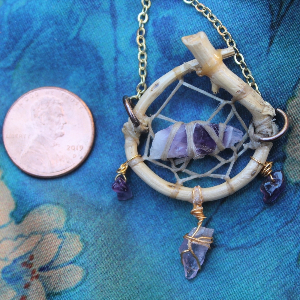 Quartz and Amethyst Dreamcatcher Necklace